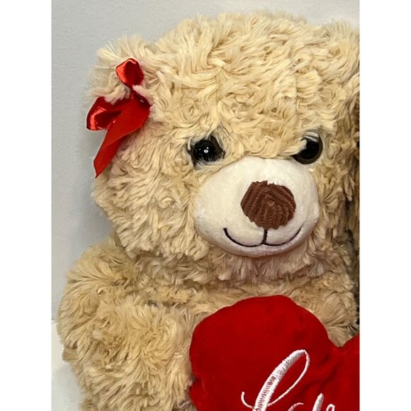 Valentine Teddy Bears Holding Heart Love You Couple Plush 12 Inch Stuffed Animal - Picture 5 of 13